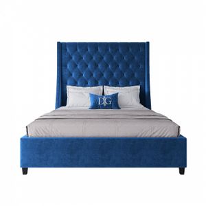 Double bed with upholstered headboard 160x200 cm blue Ada