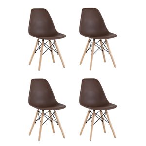 Стул DSW коричневый, литой полипропилен, стальной каркас, массив бука, 4 шт.