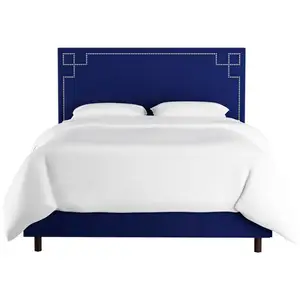 Кровать двуспальная с мягкой спинкой 160х200 см синяя Aiden Blue