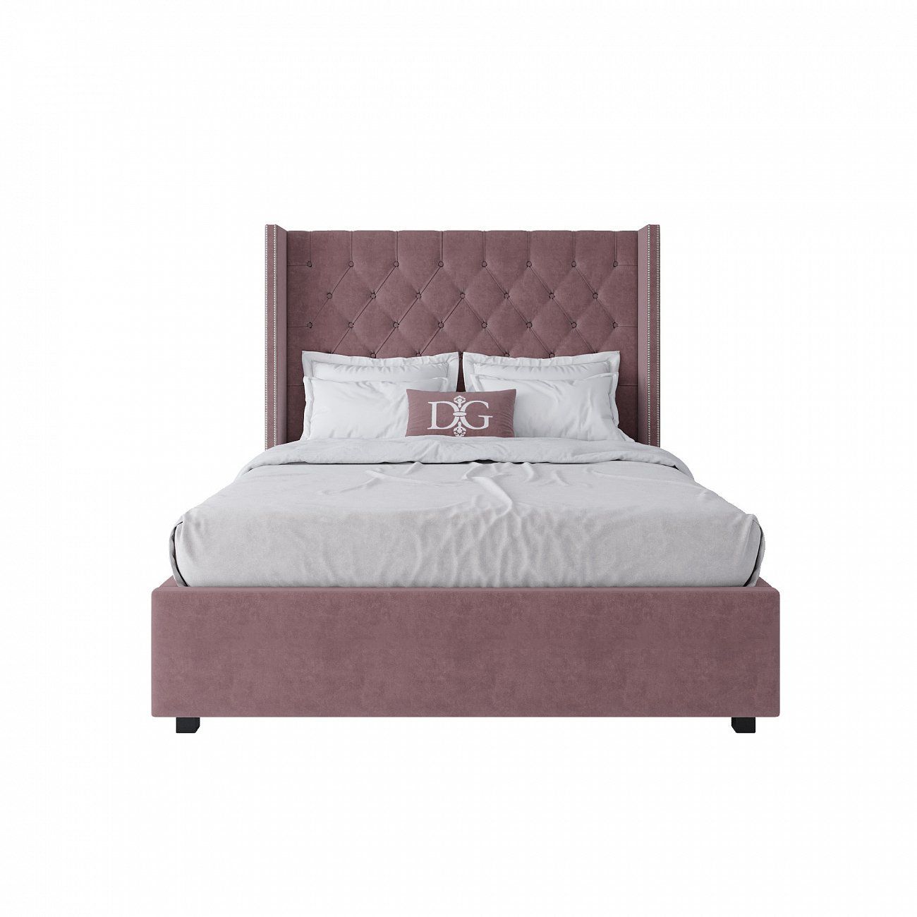 Semi-double teenage Bed with carnations 140x200 cm Dusty Rose Wing