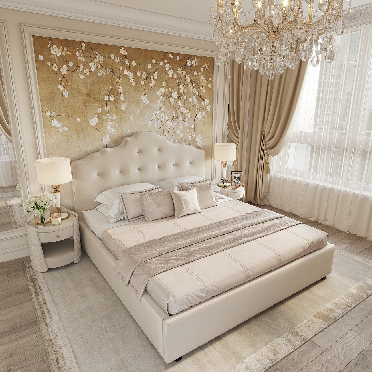 Large bed 200x200 Palace dusty rose