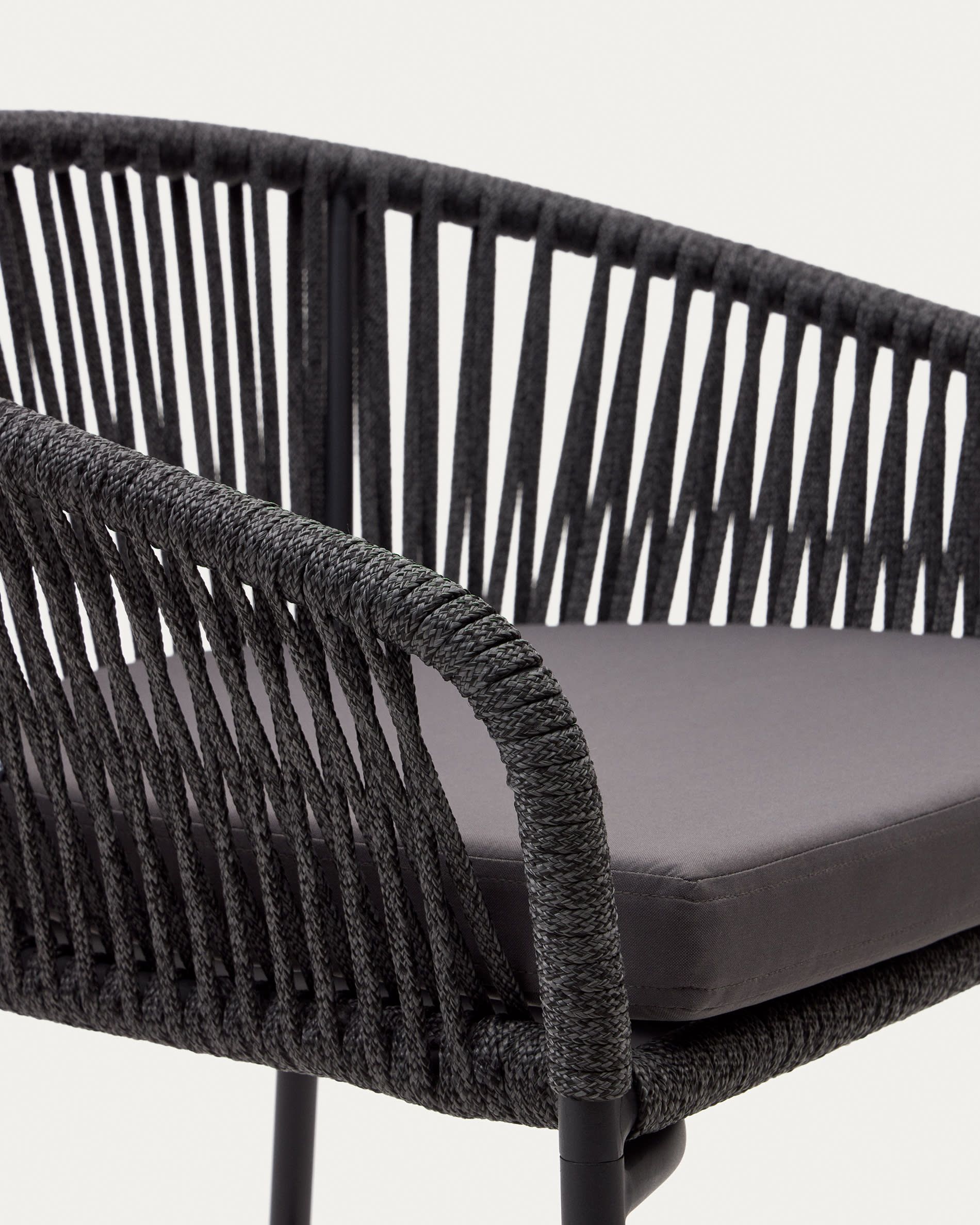 Веревочный барный стул Yanet черного цвета 80 см Yanet