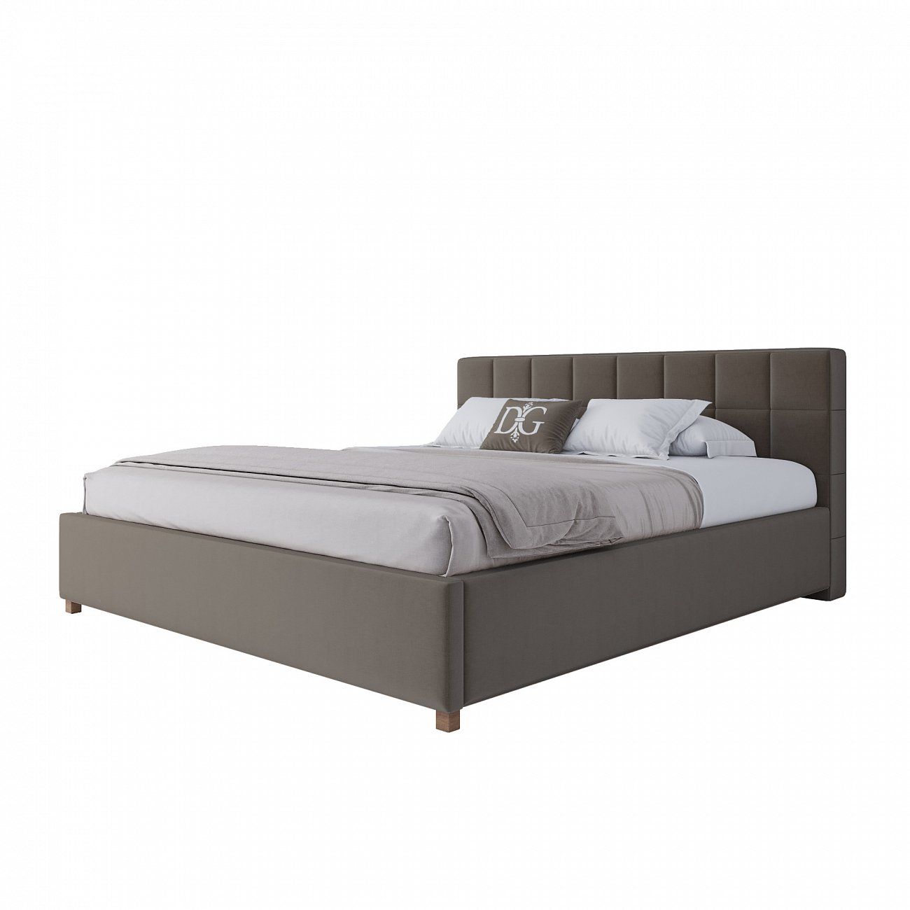 Кровать двуспальная 180х200 см серо-коричневая Wales