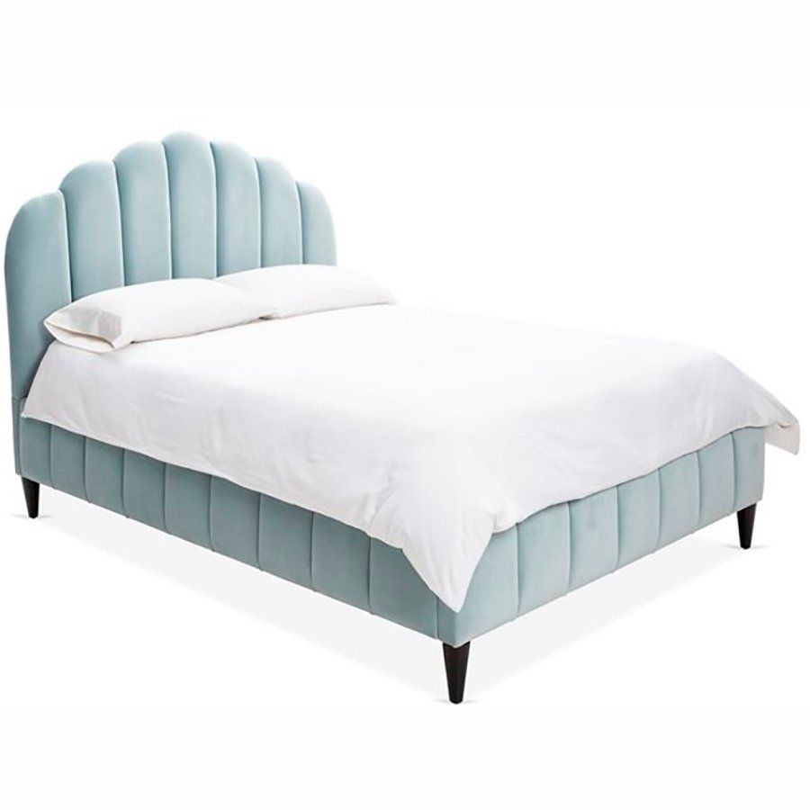 Double bed 160x200 blue Sutton Scalloped