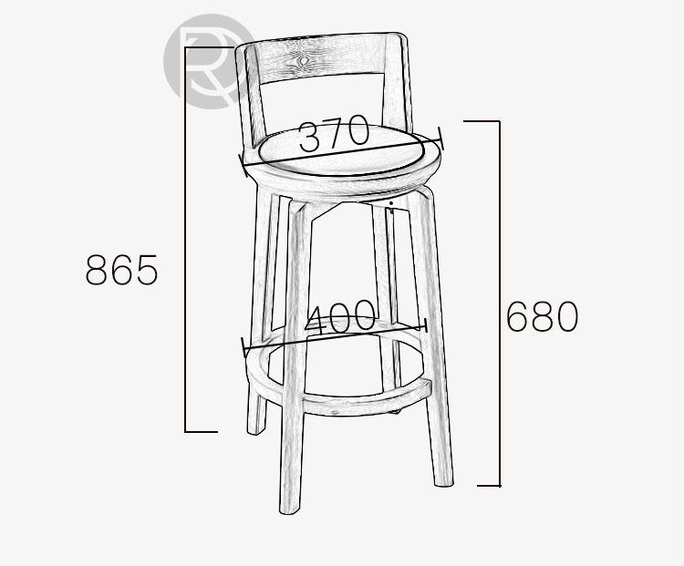 Designer bar stool OREN by Romatti