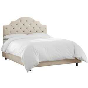 Double bed 160x200 beige with carriage screed Henley Tufted Talc