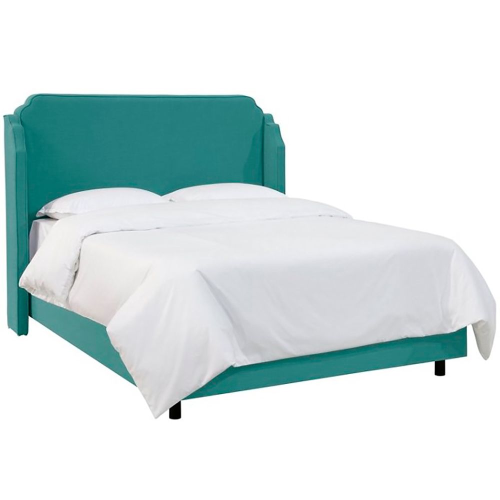 Double bed with upholstered backrest 180x200 cm green Aurora Wingback Teal