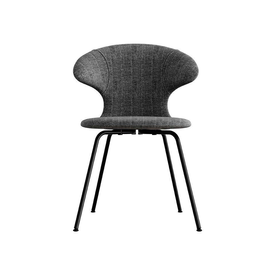 Time Flies chair, black legs, tweed/isc upholstery. skin