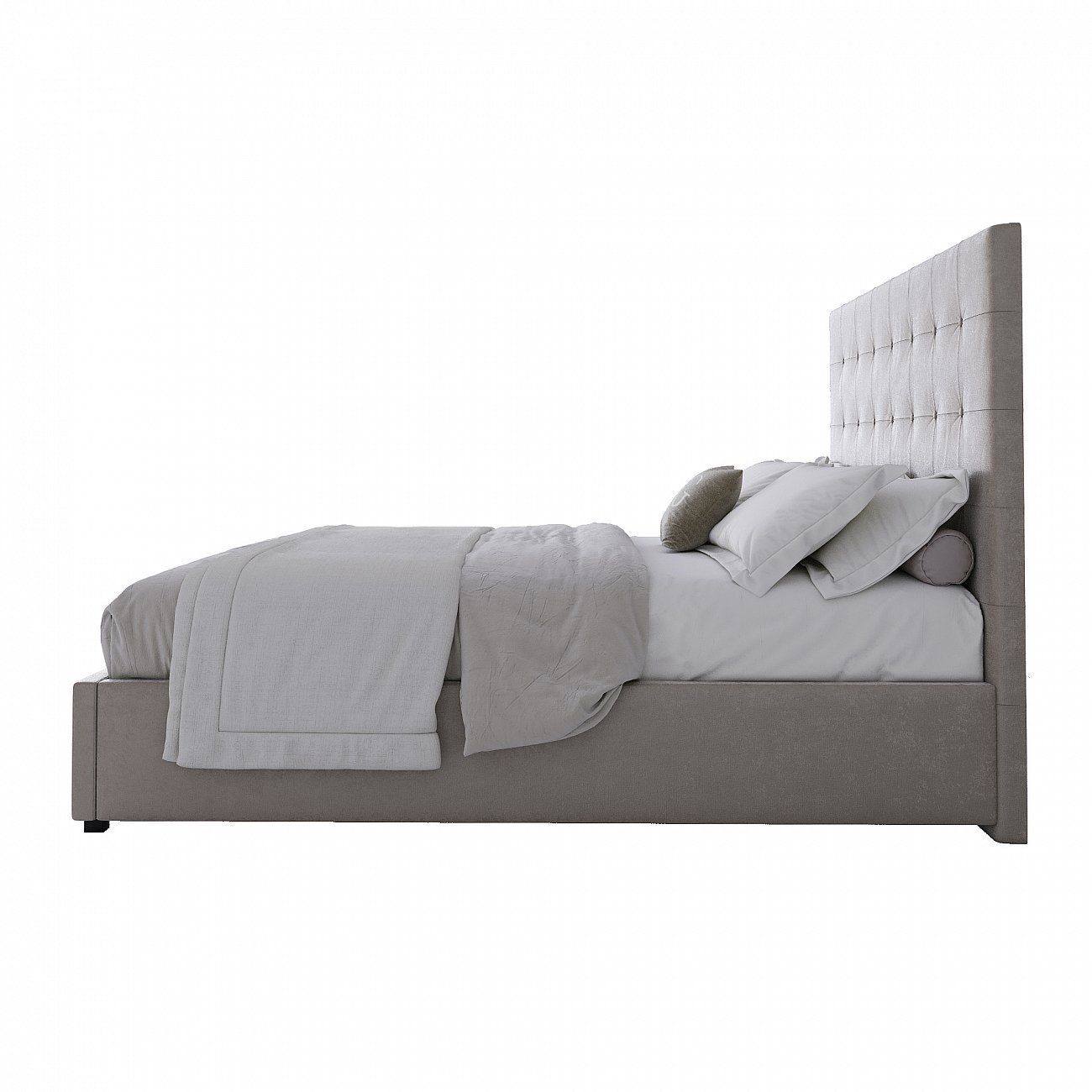 Кровать двуспальная с мягким изголовьем 160х200 см светло-бежевая Royal Black