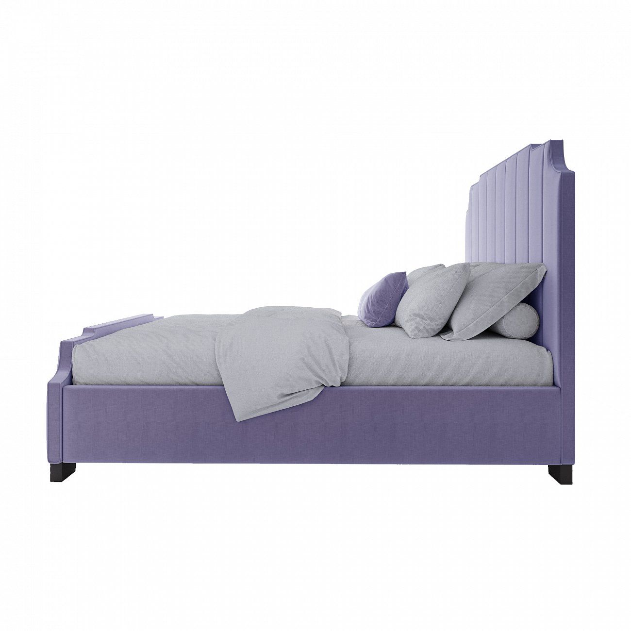 Double bed with upholstered headboard 180x200 cm purple Bony