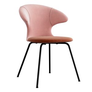 Time Flies chair, black legs, velour/ polyester upholstery brown/pink
