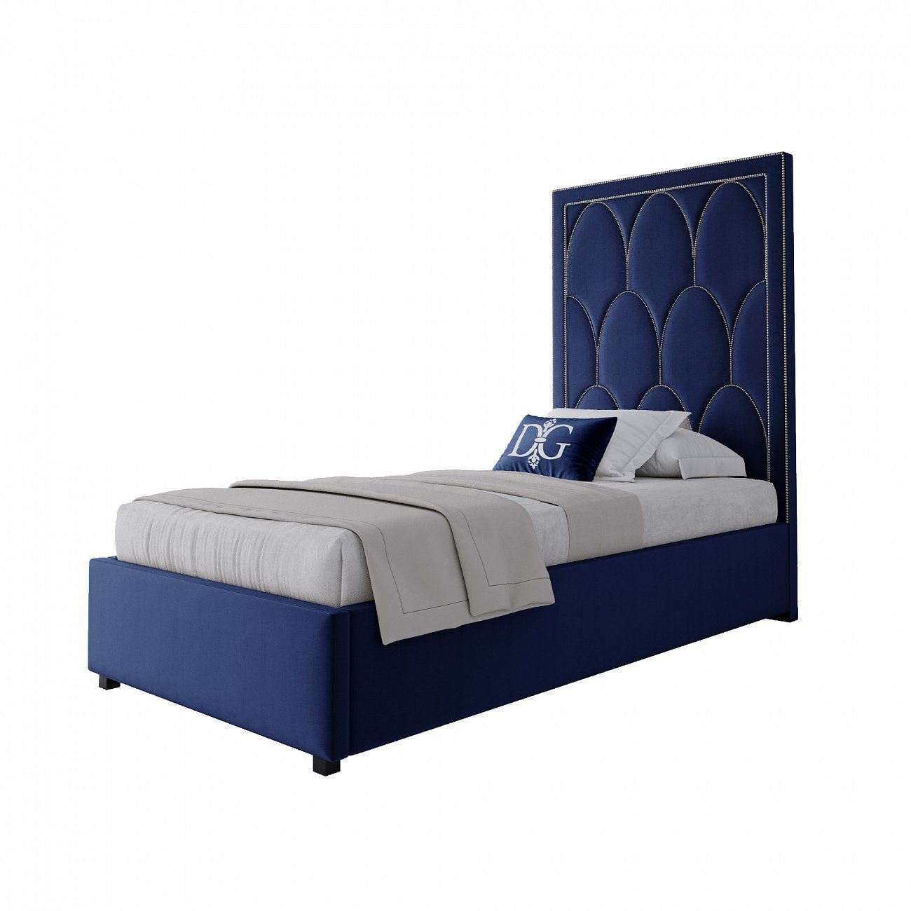 Кровать односпальная 90х200 Petals Queen синяя