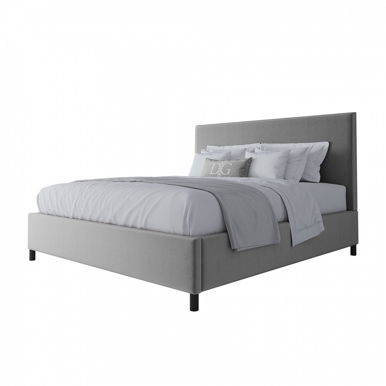 Double bed 180x200 cm grey Novac Platform