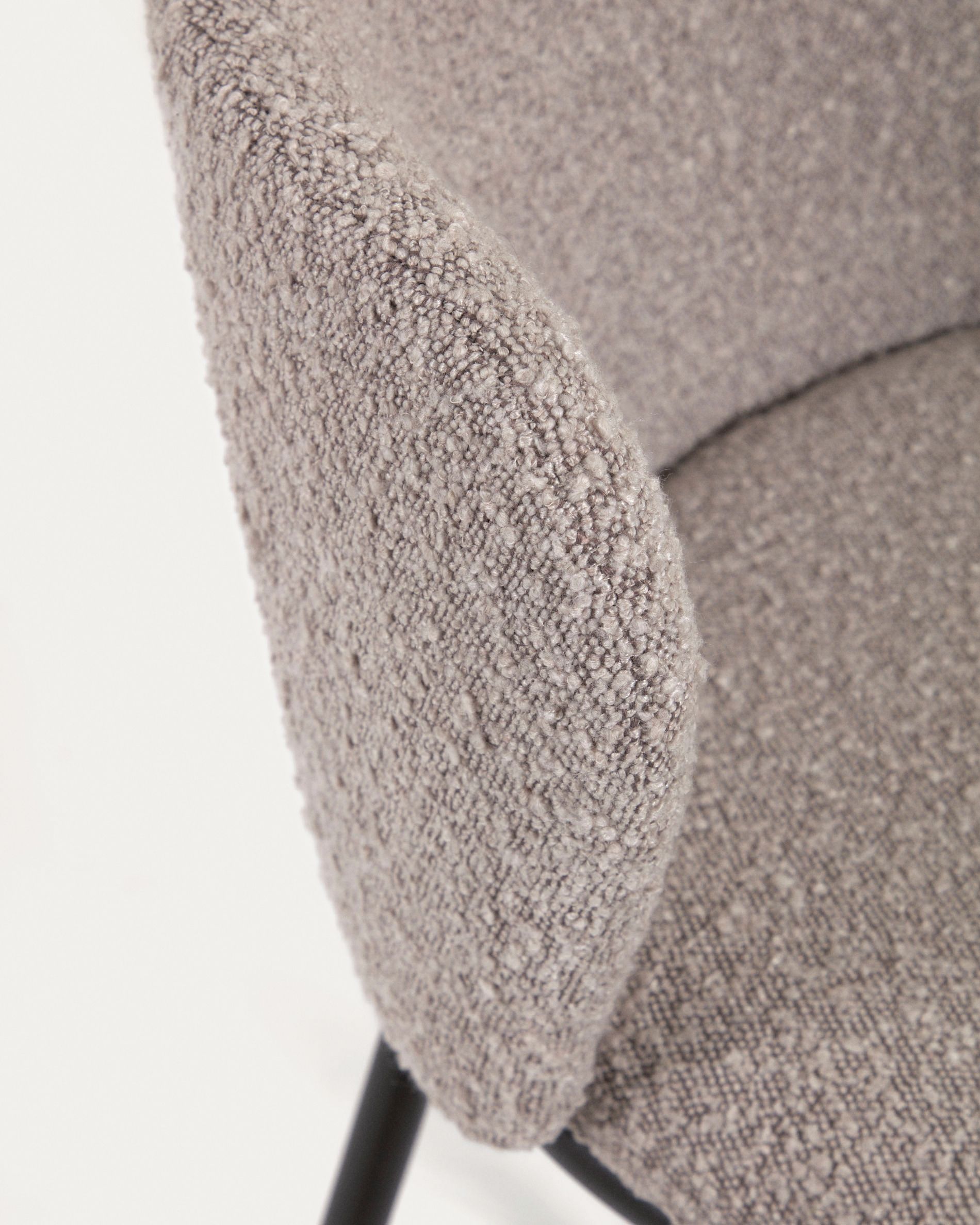 Полубарный стул Ciselia из серой ткани букле и черного металла 65 см Ciselia