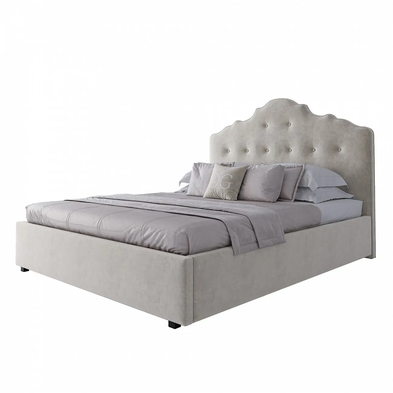 Double bed with black legs 160x200 cm milk Palace