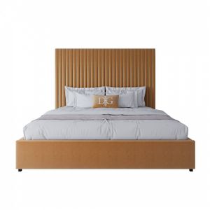Кровать двуспальная 180х200 см жемчужно-золотая Mora