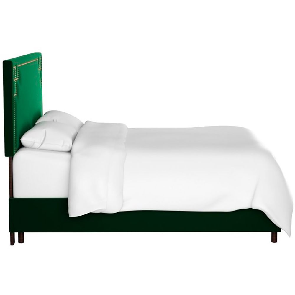 Double bed with a padded backrest 180x200 cm green Aiden Emerald