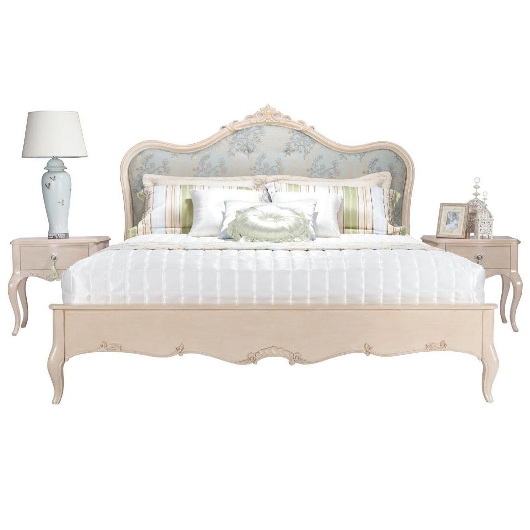 Double bed wooden 180x200 cm beige Jardines