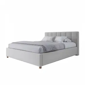 Кровать двуспальная с мягким изголовьем 160х200 см молочная Wales