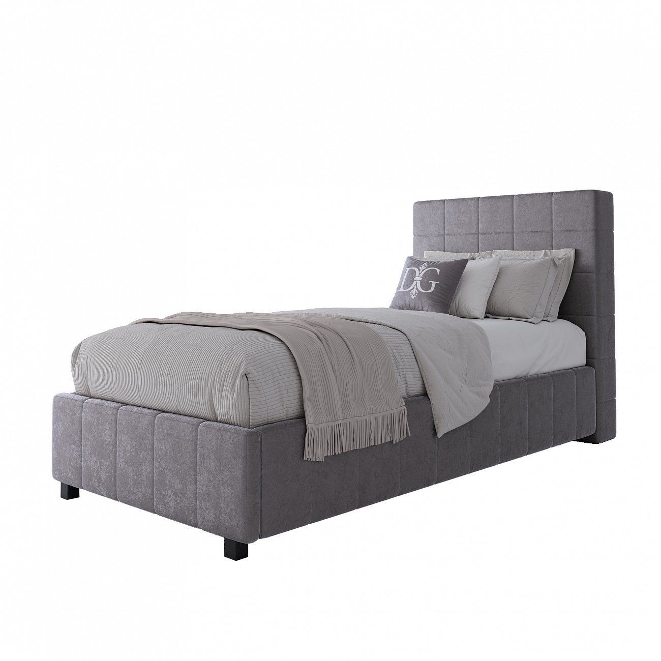 Single bed with lifting mechanism 90x200 cm grey P Shining Modern