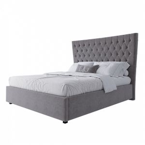 Кровать двуспальная с мягким изголовьем 160х200 см коричнево-серая QuickSand