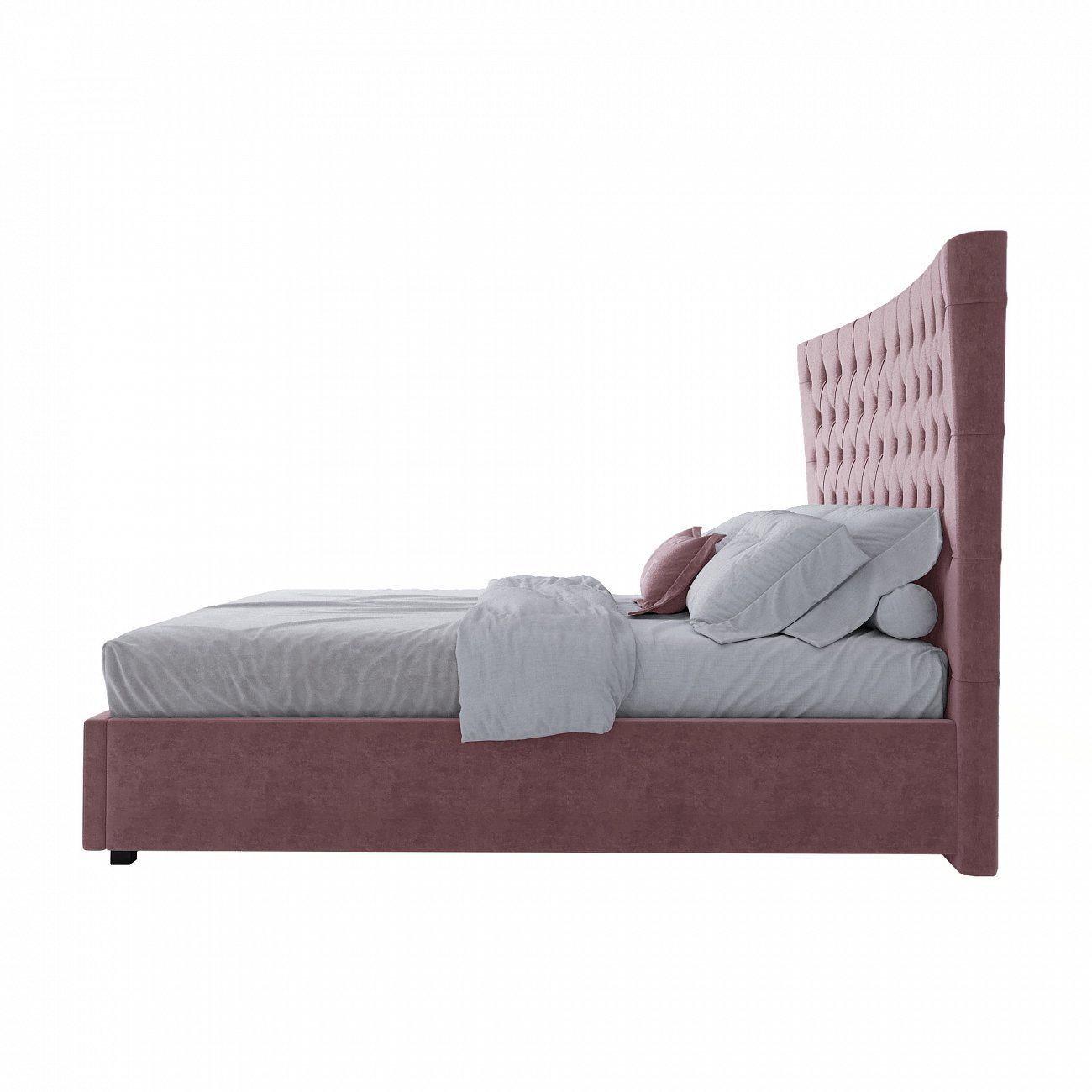 Double bed 160x200 dusty rose made of velour QuickSand