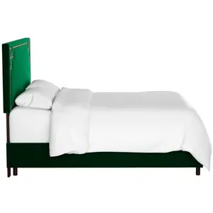 Кровать двуспальная с мягкой спинкой 160х200 зеленая Aiden Emerald