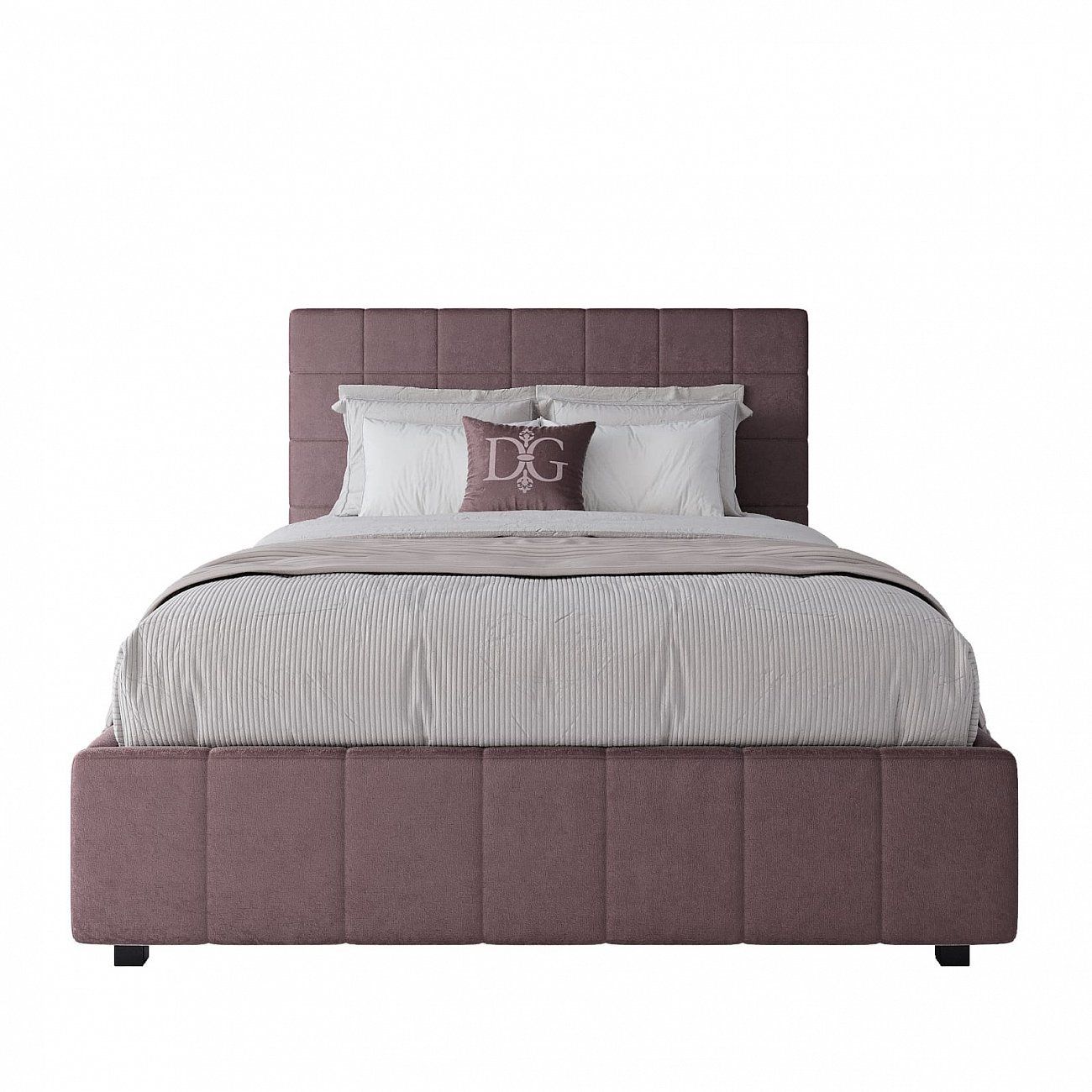 Teenage bed with a soft backrest 140x200 cm dusty rose Shining Modern