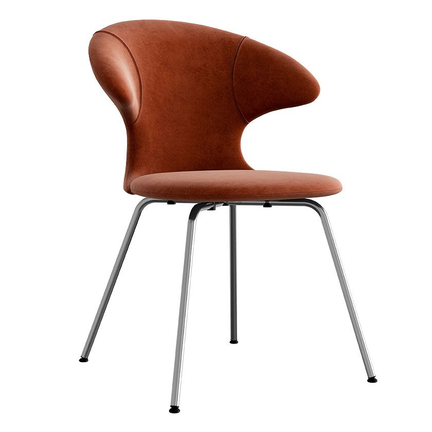Time Flies chair, legs chrome, upholstery velour/ polyester brown