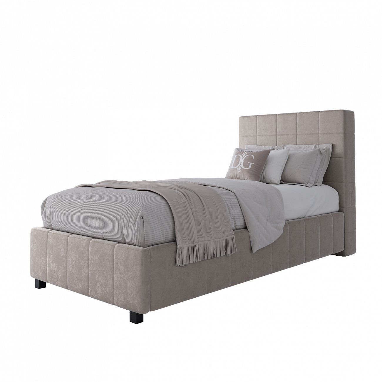 Bed with lifting mechanism 90x200 cm velour light beige P Shining Modern