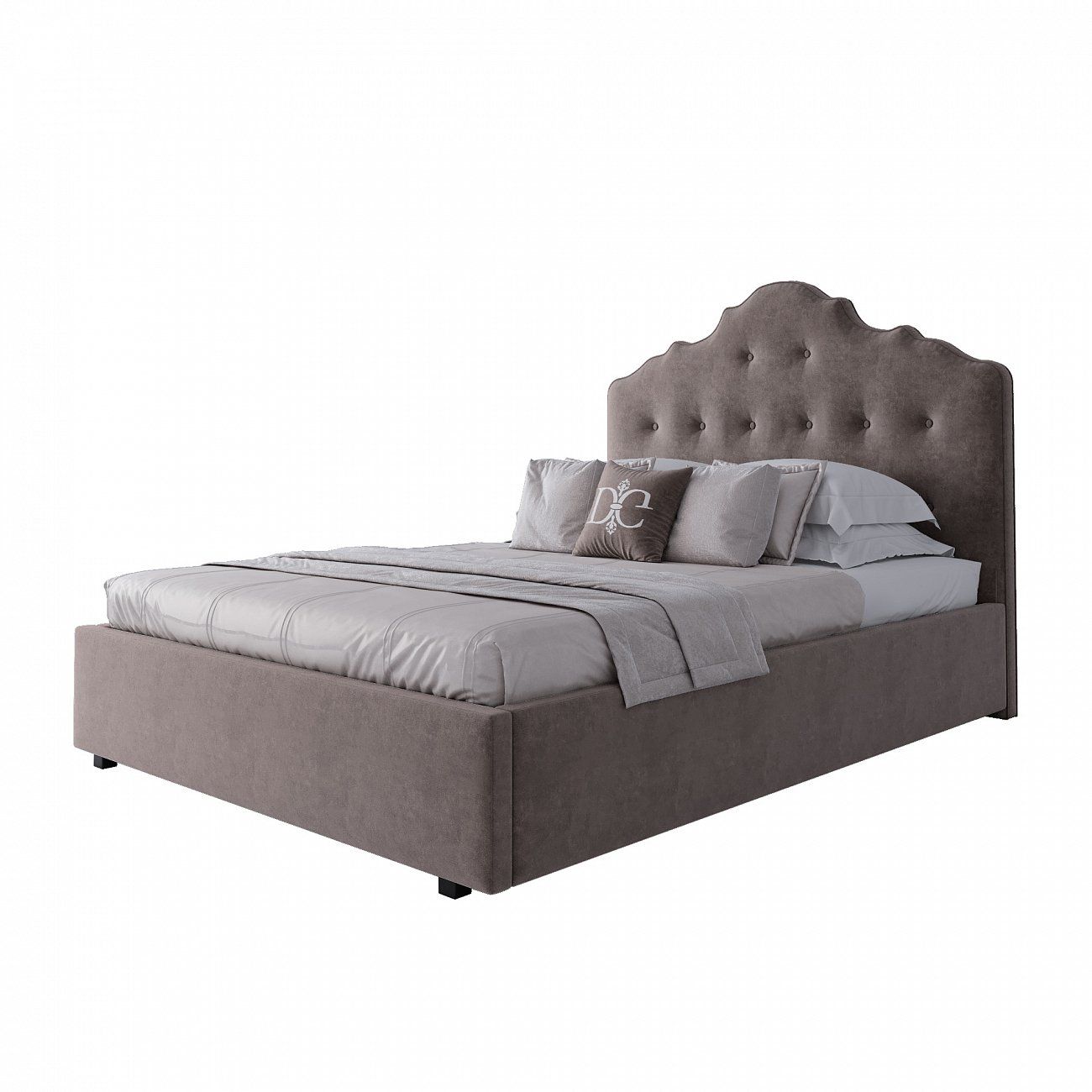 Semi-double teenage bed with a soft headboard 140x200 cm gray-brown Palace