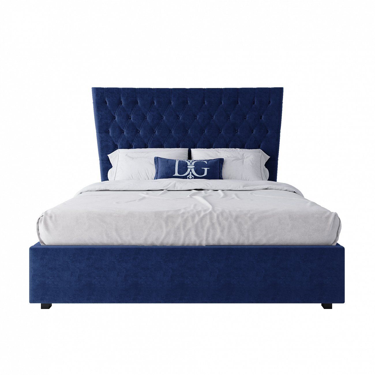 Double bed with upholstered headboard 160x200 cm blue QuickSand