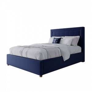 Кровать полутораспальная подростковая с мягким изголовьем 140х200 см синяя Elizabeth