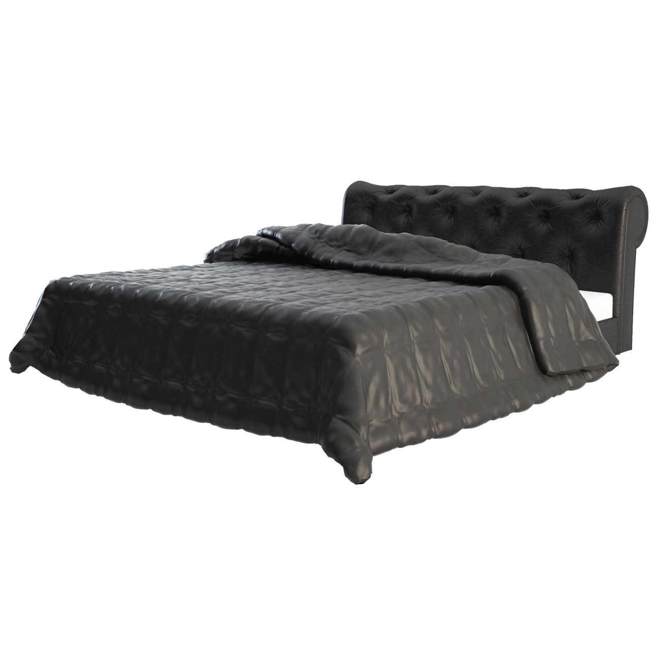 Double bed 160x200 black eco-leather Adelle