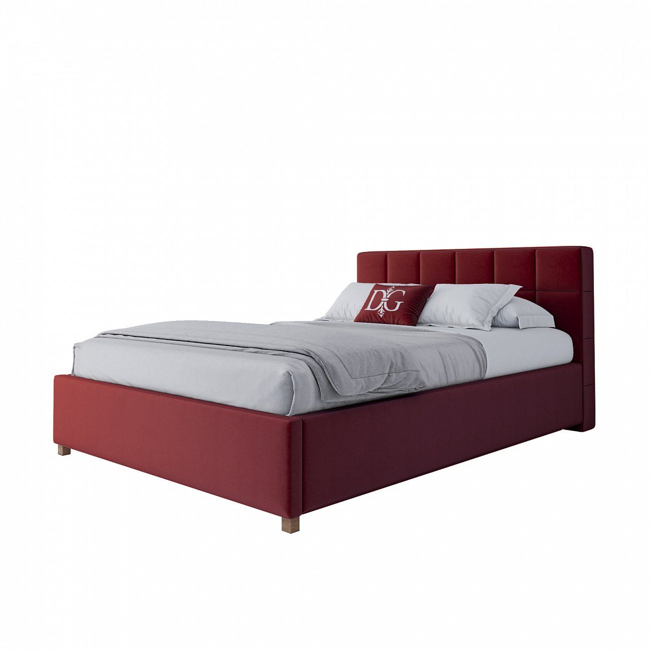 Teenage bed with upholstered headboard 140x200 cm red Wales
