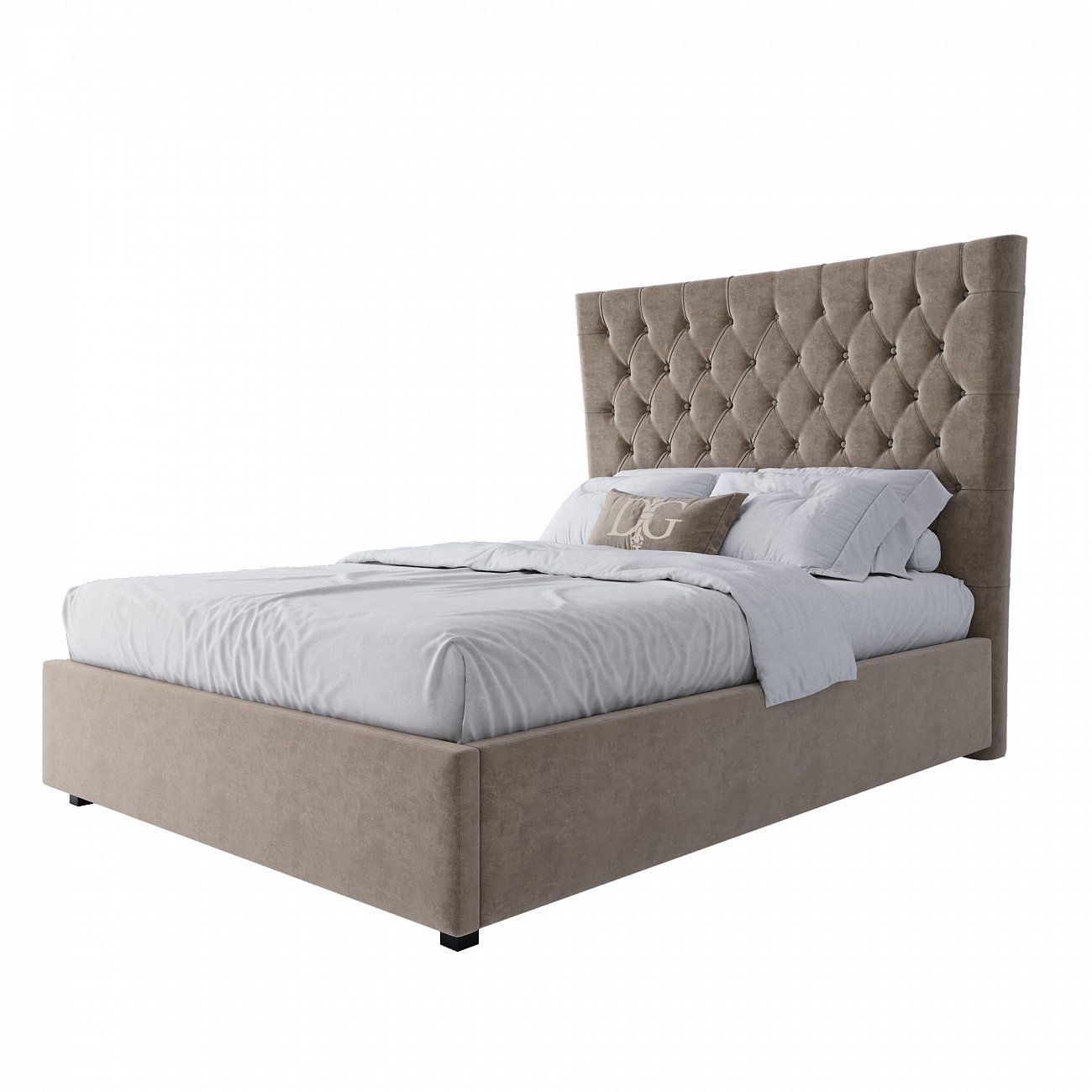 Teenage bed with a soft backrest 140x200 cm beige QuickSand