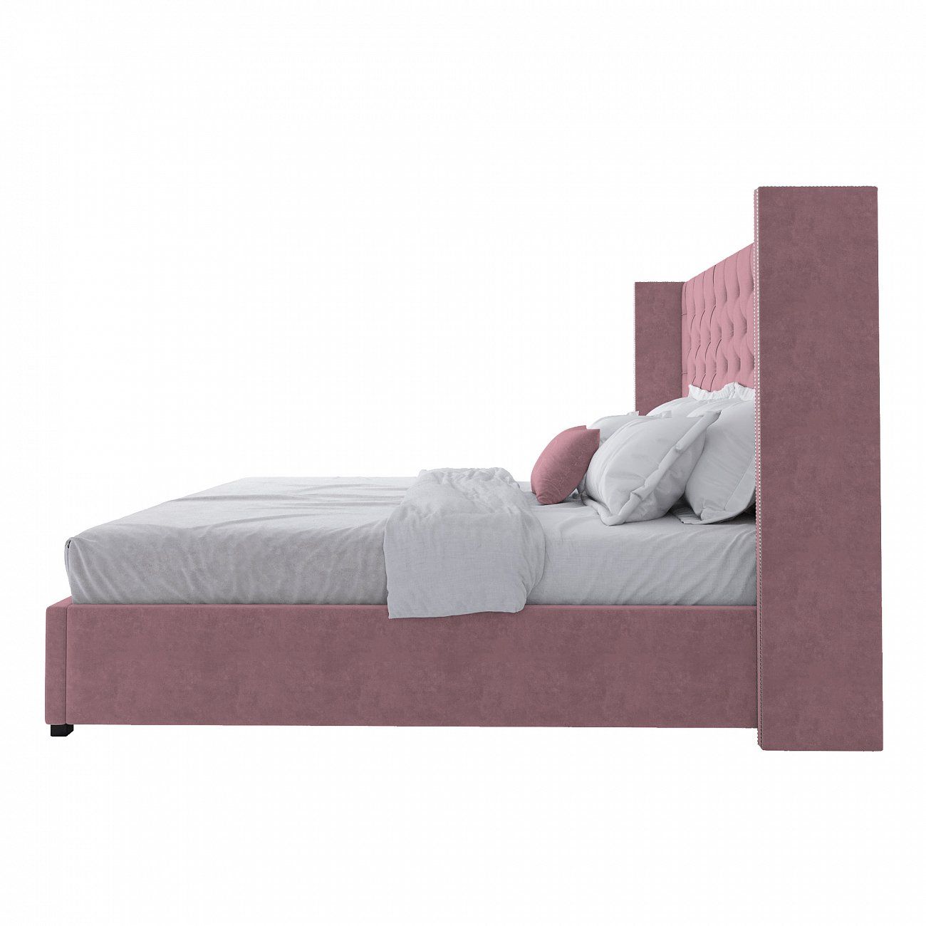 Double bed 200x200 cm dusty Rose with carnations and Carriage screed Wing