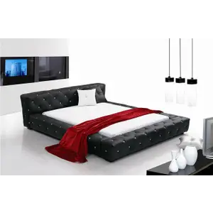 Кровать двуспальная с мягким изголовьем 160х200 см черная Kassandra