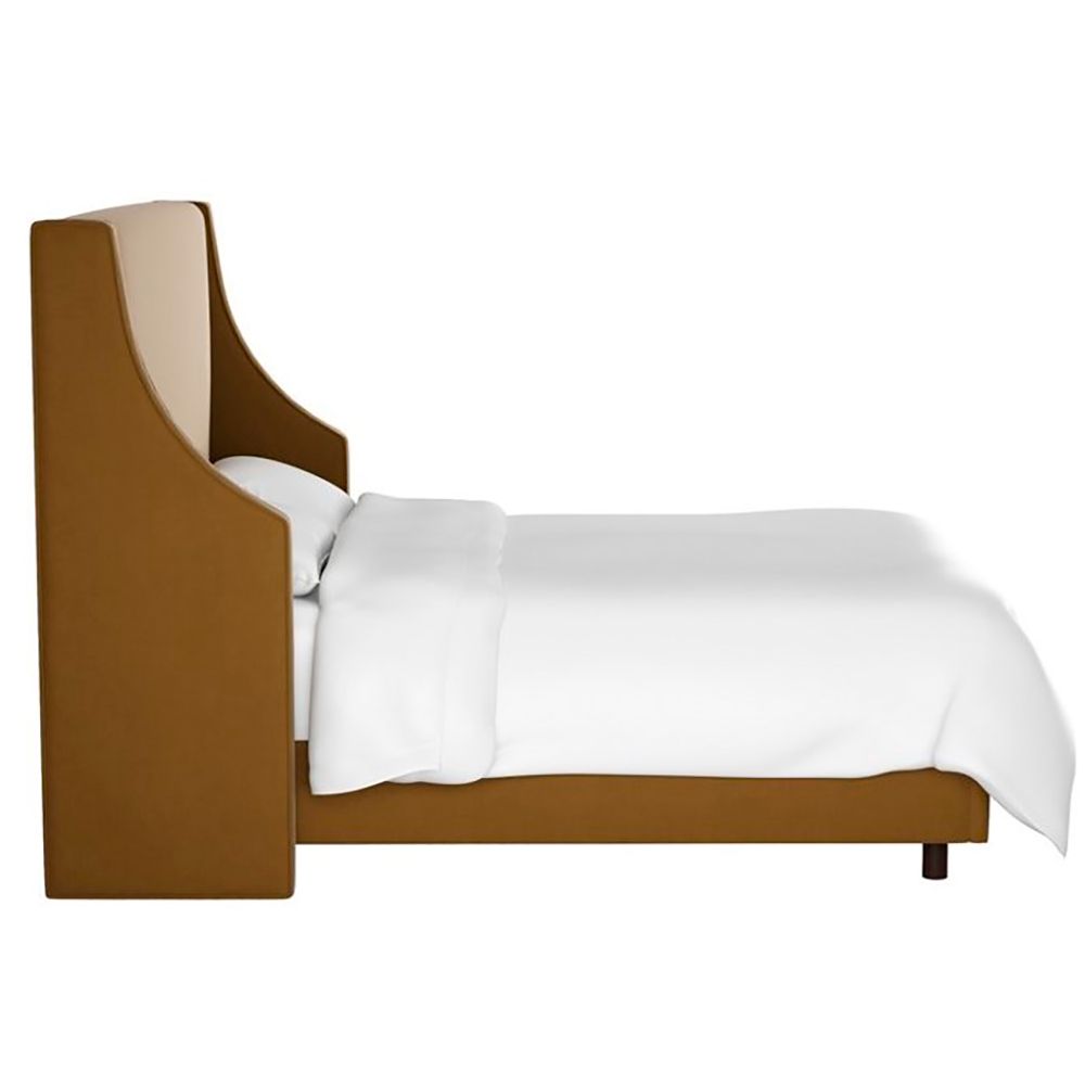 Кровать двуспальная 180х200 см коричневая Davis Wingback Sand Velvet