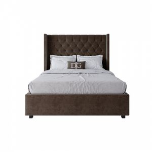 Кровать подростковая 140х200 см коричневая с каретной стяжкой без гвоздиков Wing-2