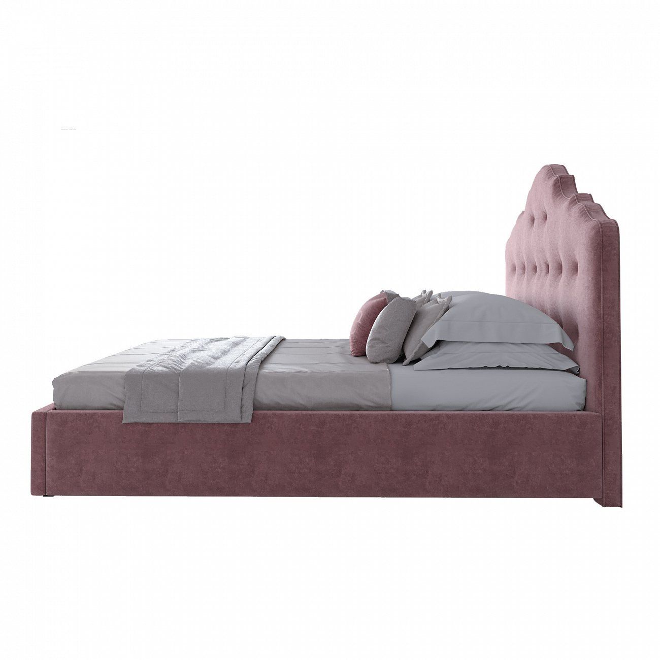 Teenage bed with a soft headboard 140x200 cm dusty Rose Palace