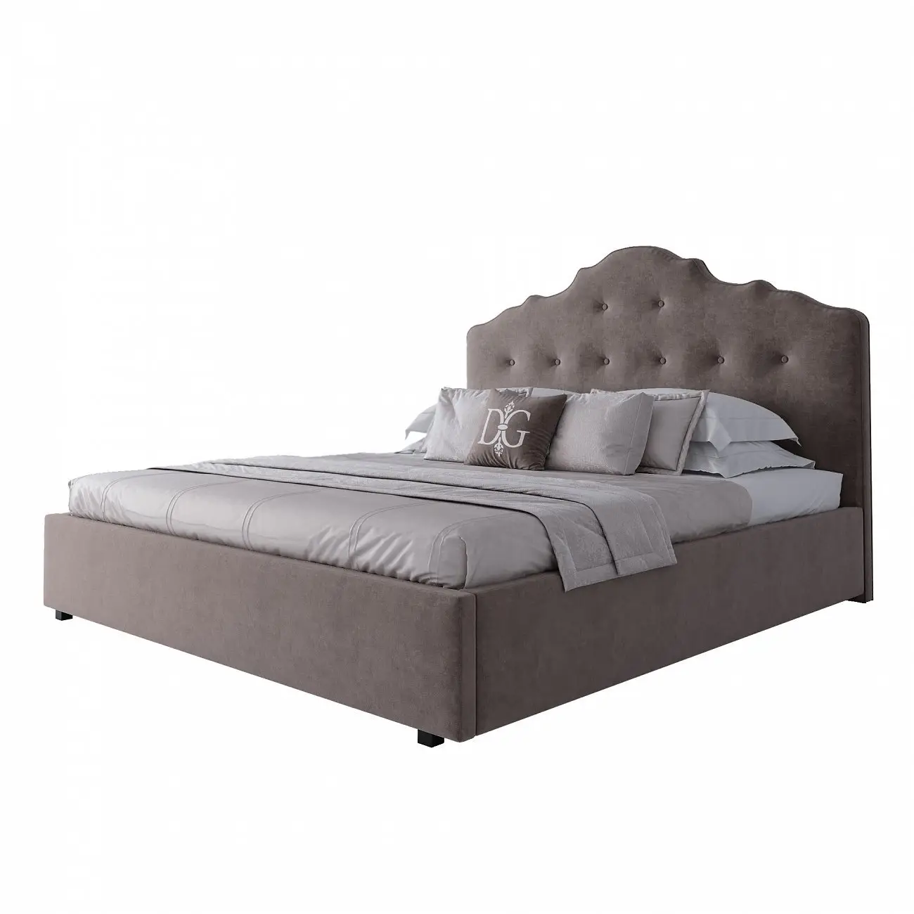 Double bed 180x200 cm grey-brown Palace